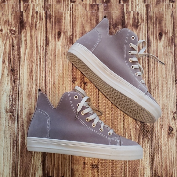 Source Unknown Shoes - Fashion casual Sneakers Taupe faux fur lined casual comfort mid ankle high tops